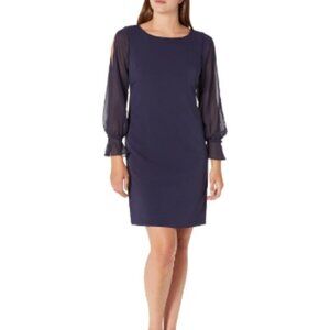 Karl Lagerfield Paris Chiffon Sleeve‎ Crepe Sheath Dress